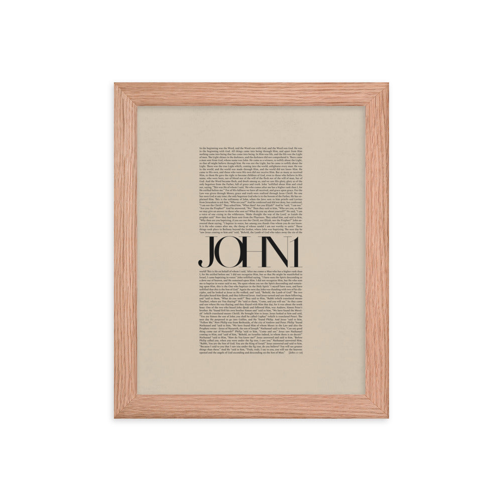 John 1 Full Chapter Minimalist Design - Framed