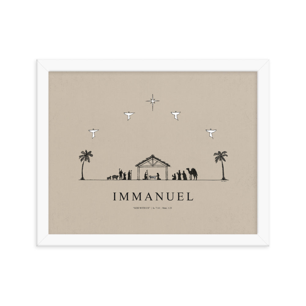 Nativity Christmas Immanuel God with Us - Framed