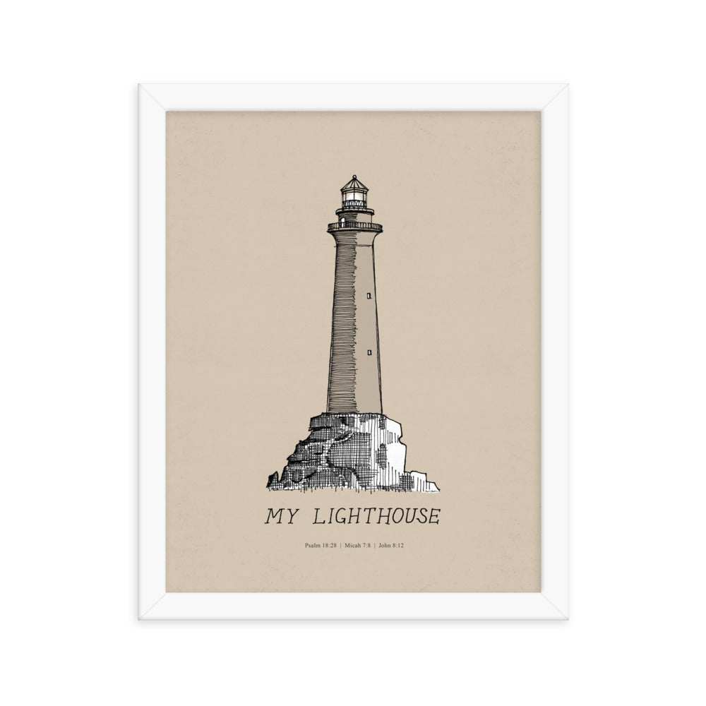 I AM the Light of the World My Lighthouse - Framed