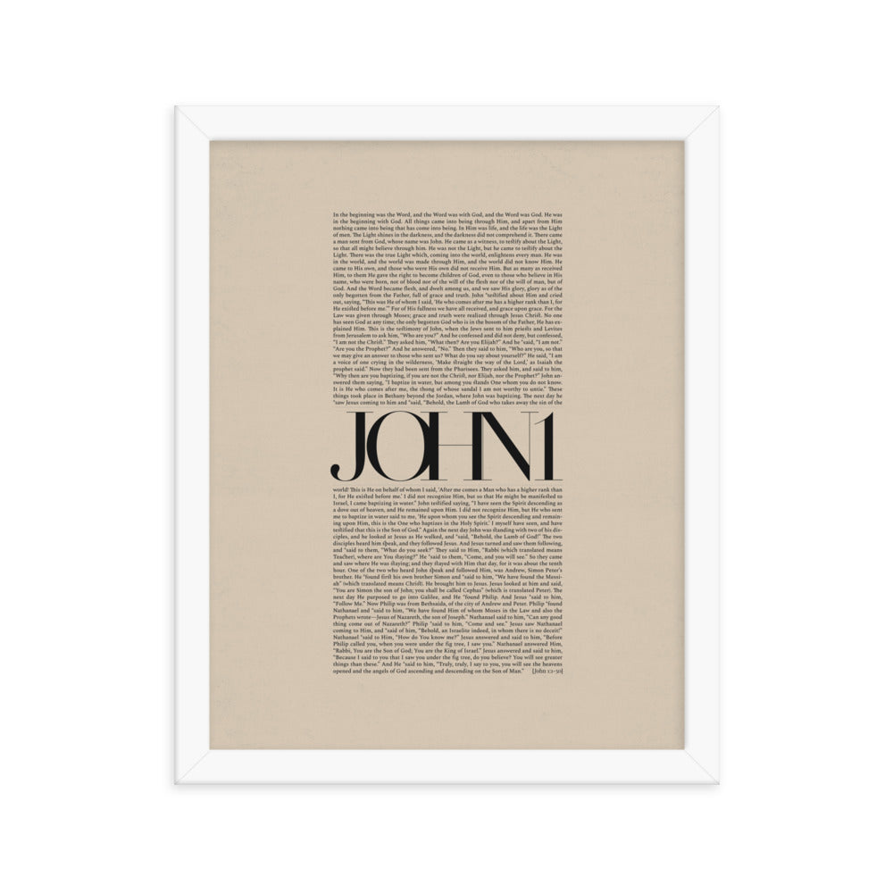 John 1 Full Chapter Minimalist Design - Framed