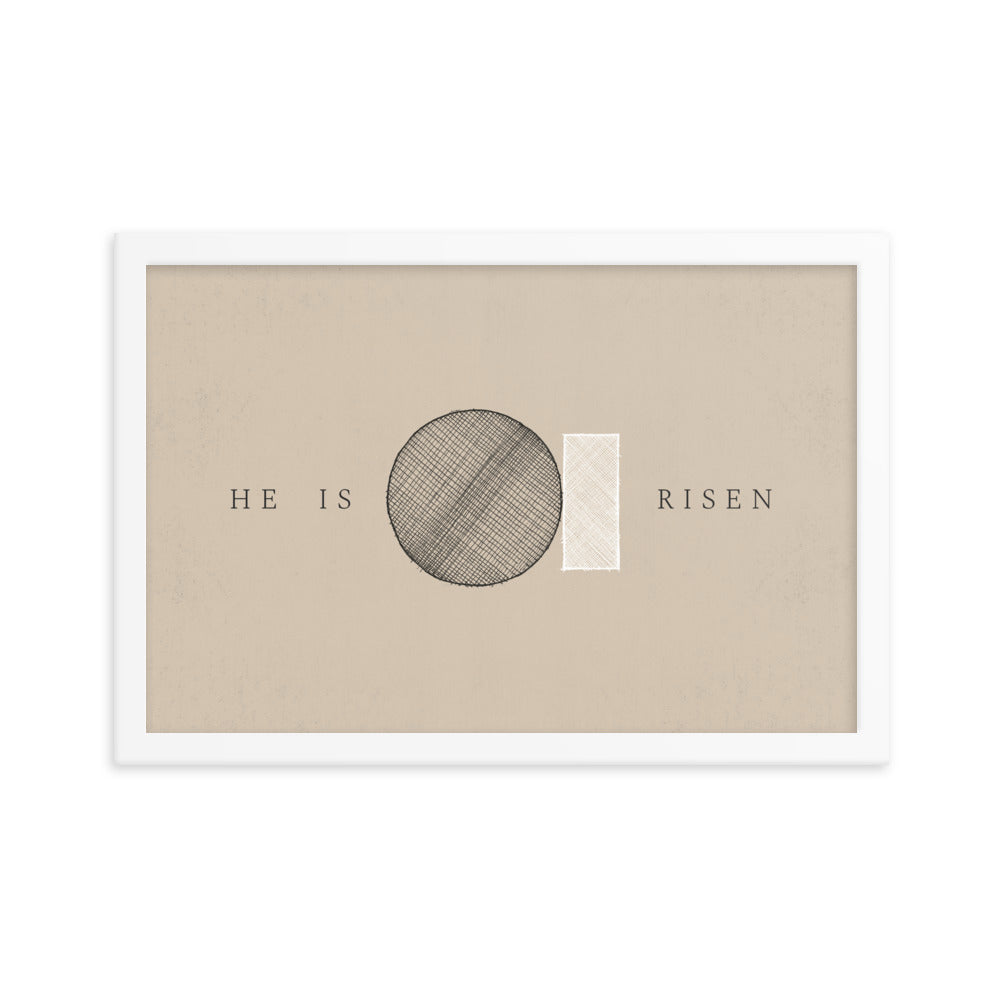 He Is Risen Stone Tomb Minimalist - Framed