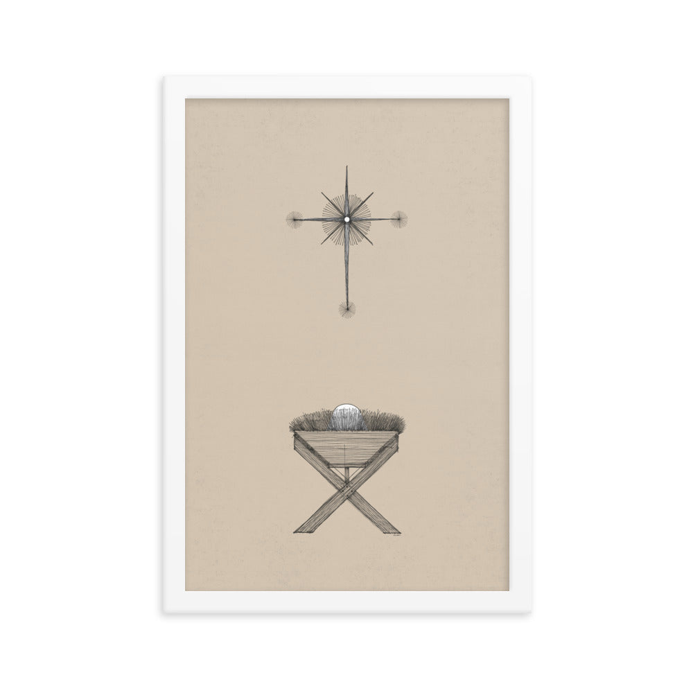 Modern Nativity Wall Art Manger - Framed