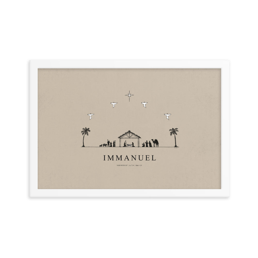 Nativity Christmas Immanuel God with Us - Framed