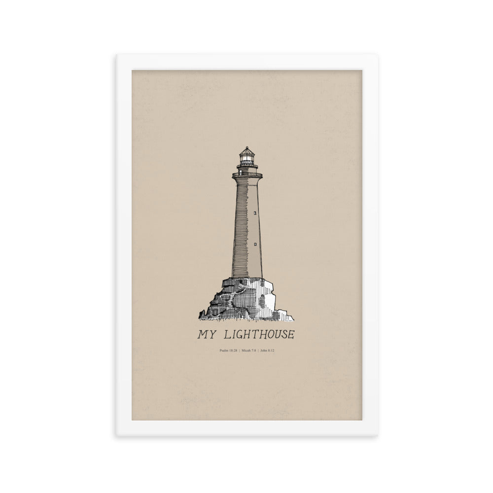 I AM the Light of the World My Lighthouse - Framed