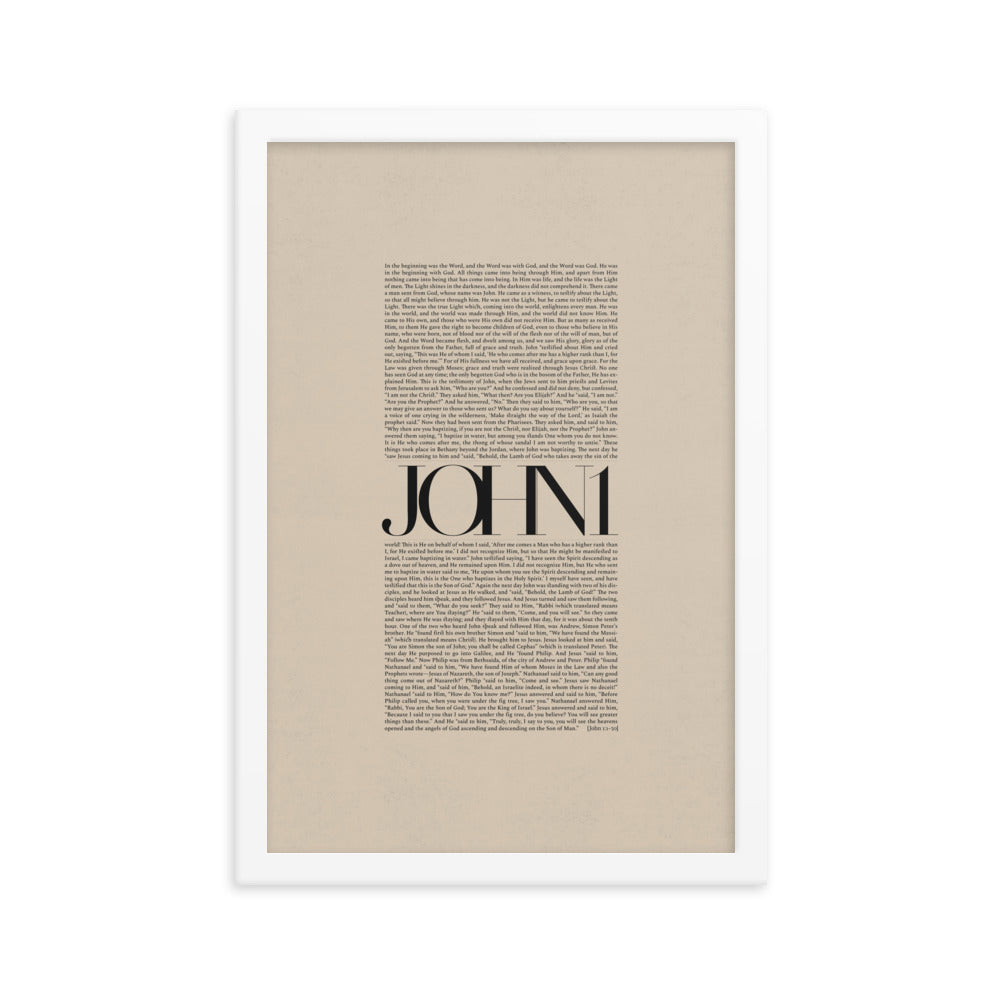 John 1 Full Chapter Minimalist Design - Framed