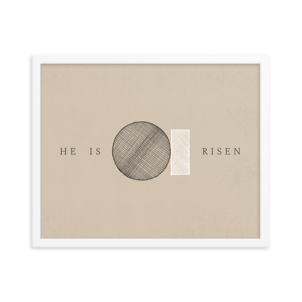 He Is Risen Stone Tomb Minimalist - Framed