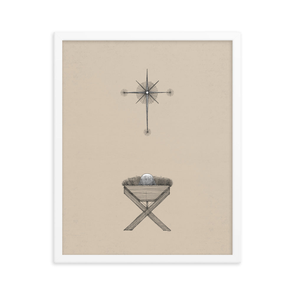 Modern Nativity Wall Art Manger - Framed