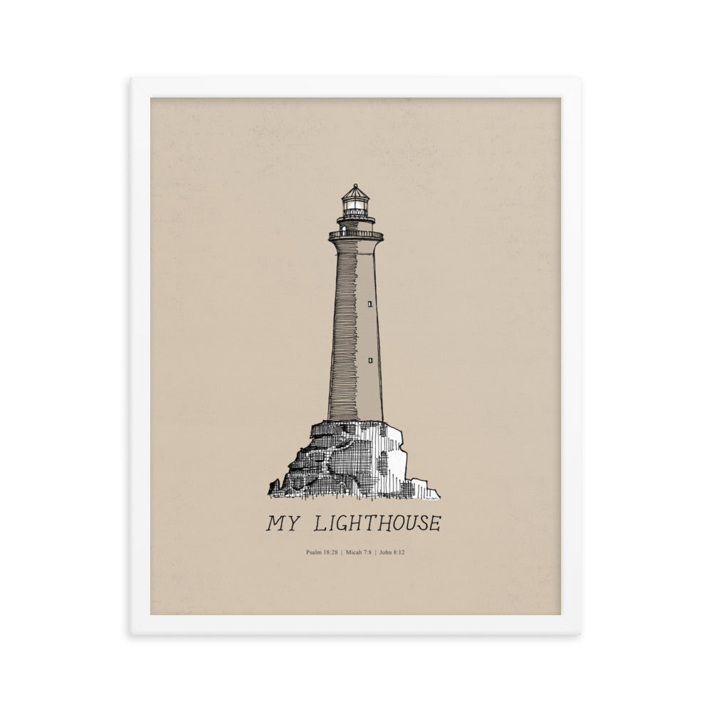 I AM the Light of the World My Lighthouse - Framed