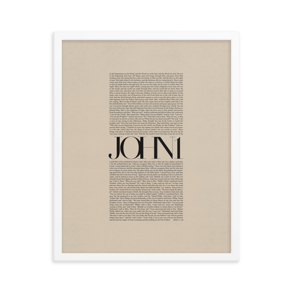 John 1 Full Chapter Minimalist Design - Framed