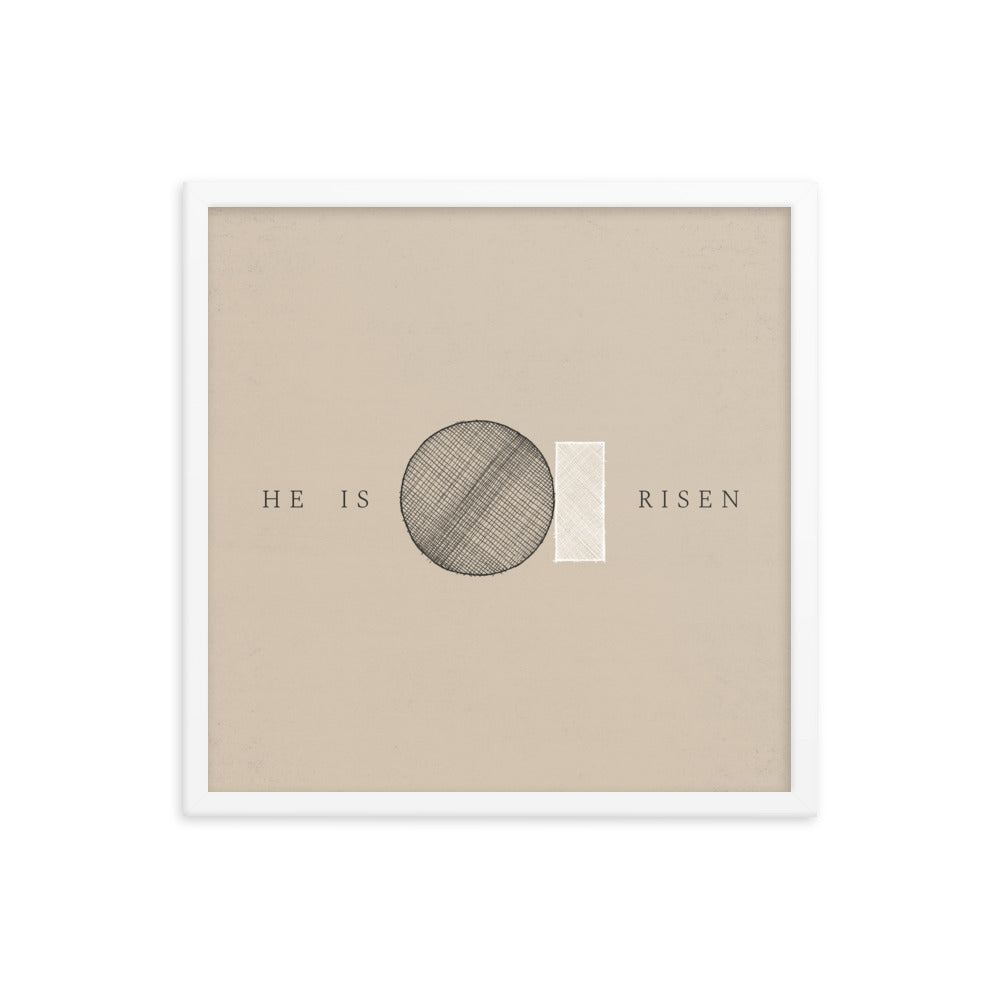 He Is Risen Stone Tomb Minimalist - Framed