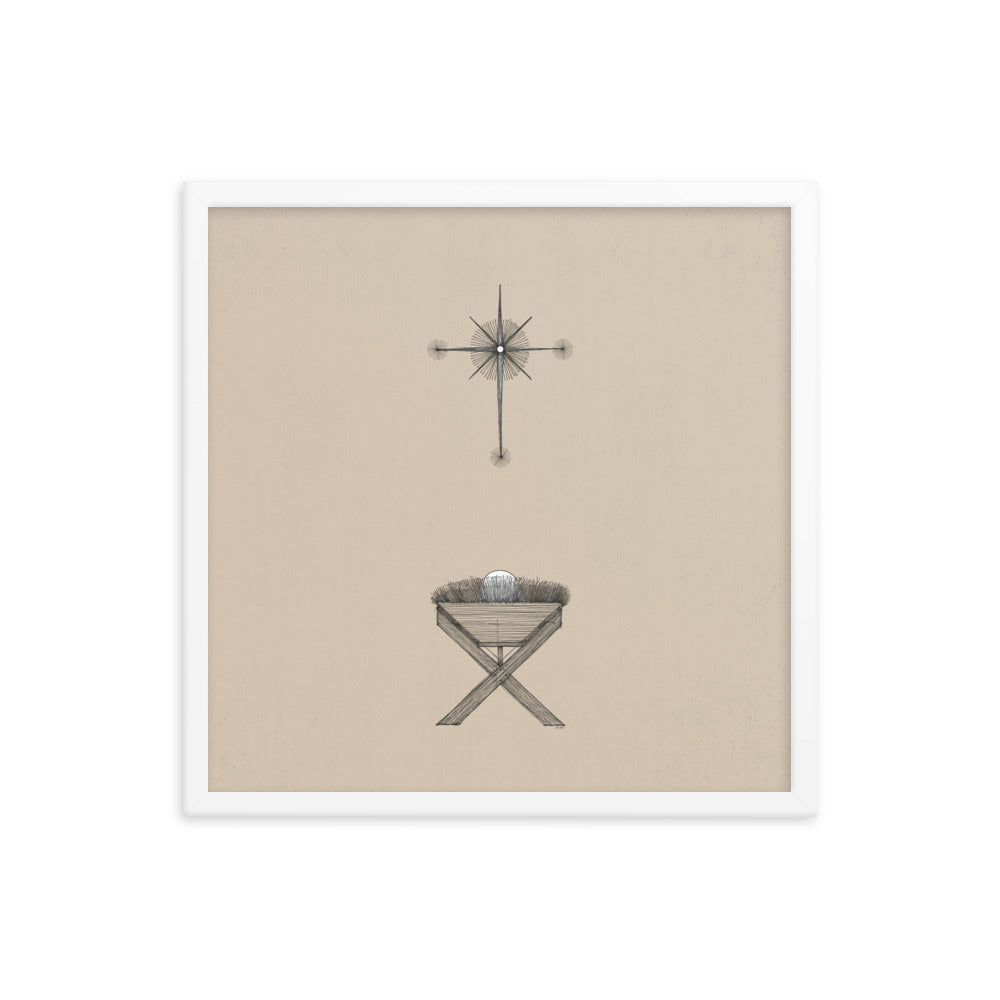 Modern Nativity Wall Art Manger - Framed