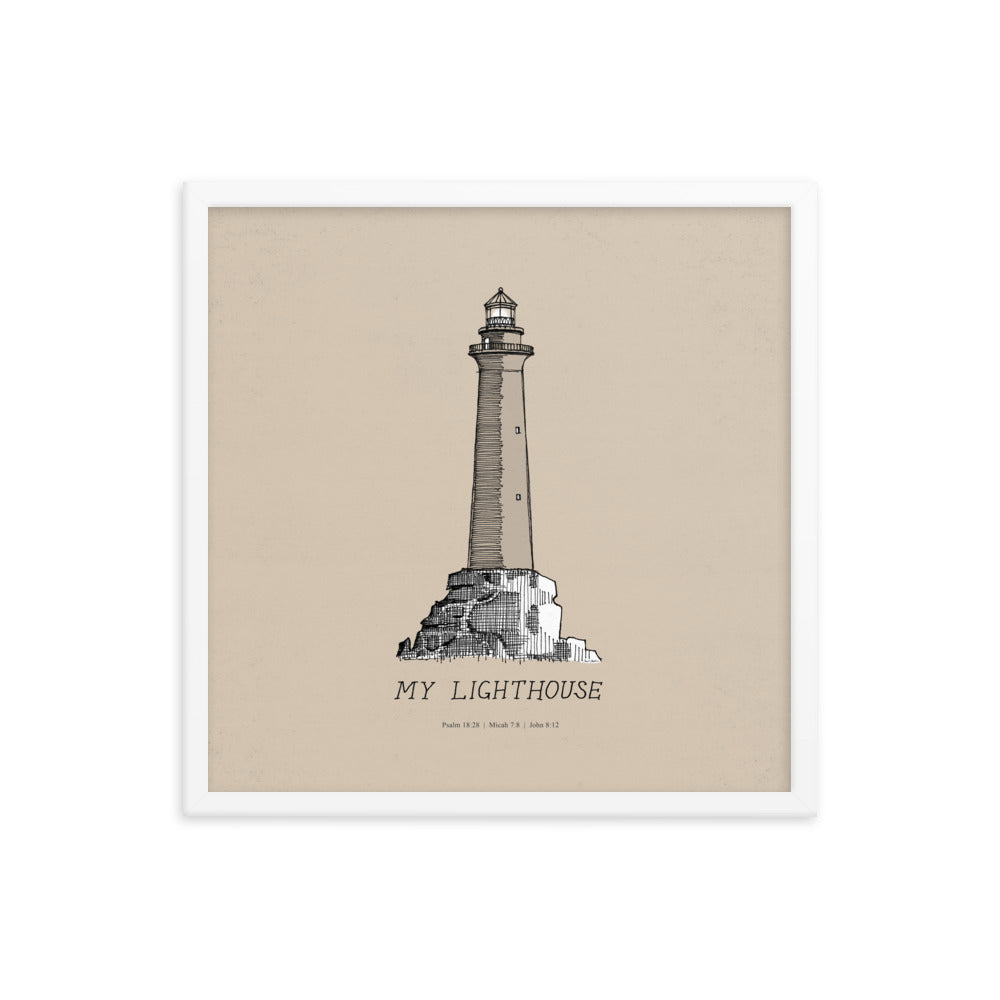 I AM the Light of the World My Lighthouse - Framed