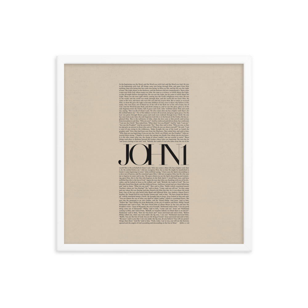 John 1 Full Chapter Minimalist Design - Framed