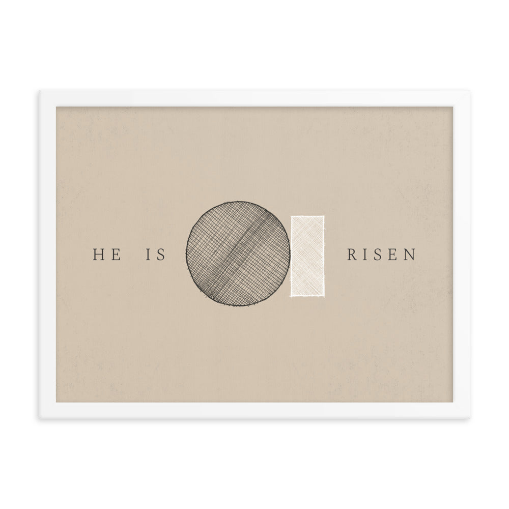 He Is Risen Stone Tomb Minimalist - Framed