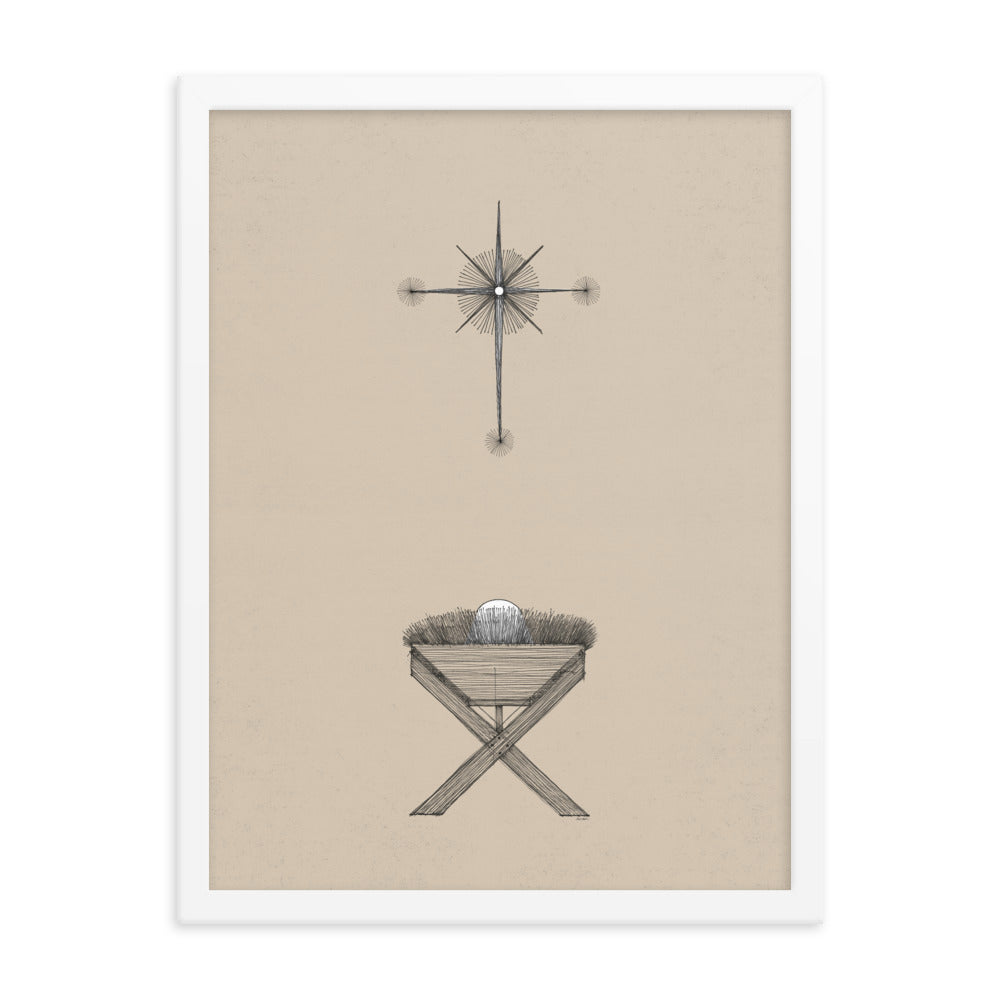 Modern Nativity Wall Art Manger - Framed