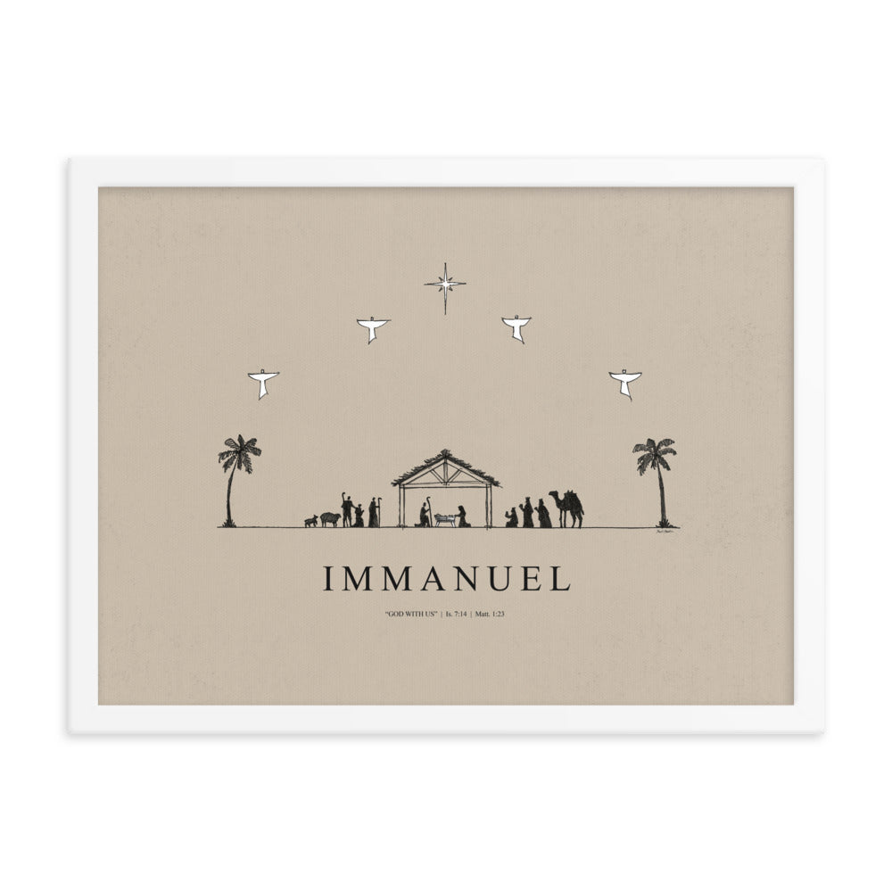 Nativity Christmas Immanuel God with Us - Framed