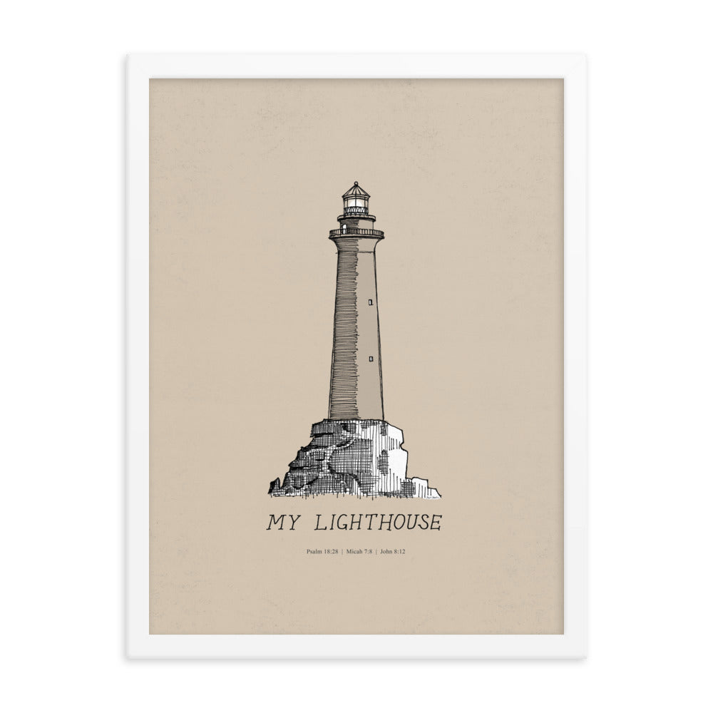 I AM the Light of the World My Lighthouse - Framed