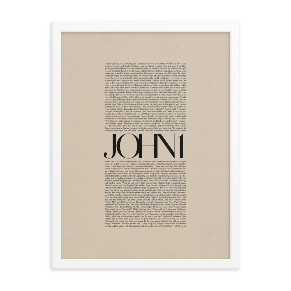 John 1 Full Chapter Minimalist Design - Framed