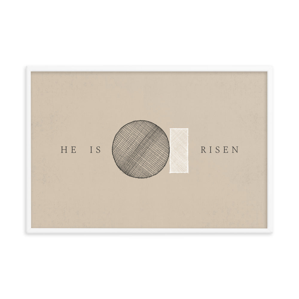 He Is Risen Stone Tomb Minimalist - Framed