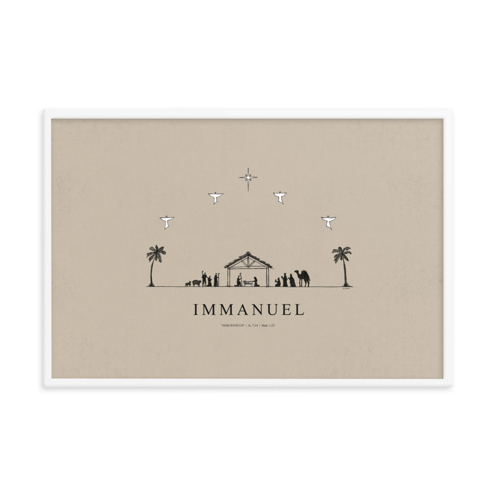 Nativity Christmas Immanuel God with Us - Framed