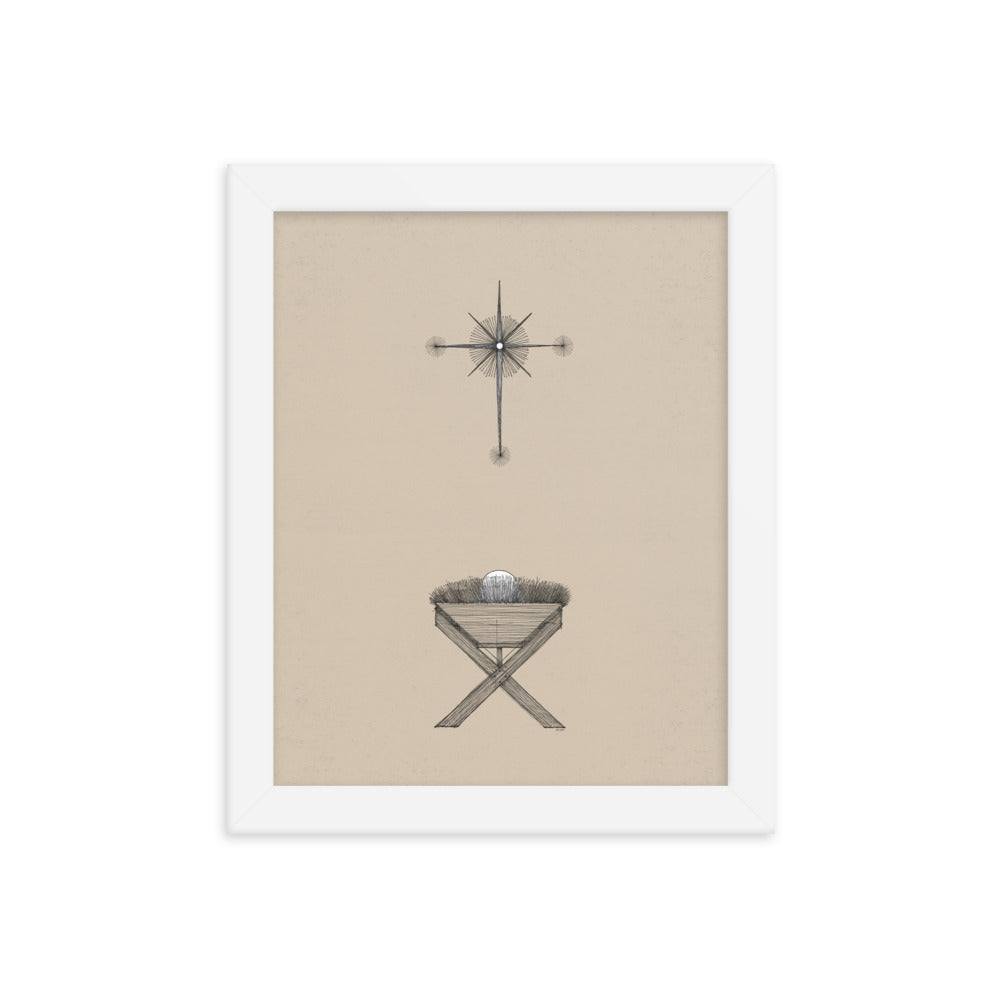 Modern Nativity Wall Art Manger - Framed