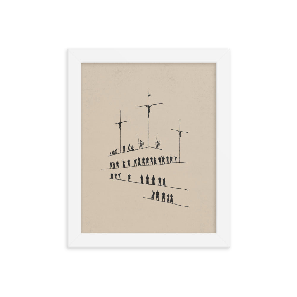 Calvary Cross Minimalist Sketch - Framed