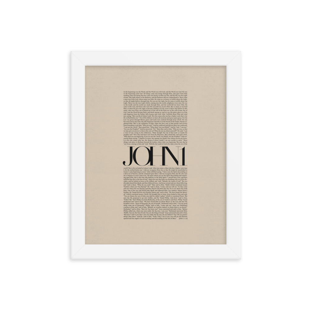 John 1 Full Chapter Minimalist Design - Framed