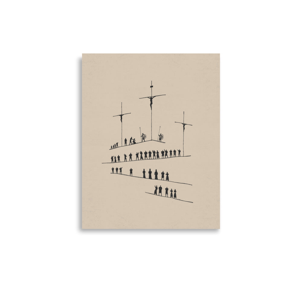 Calvary Cross Minimalist Sketch - Poster