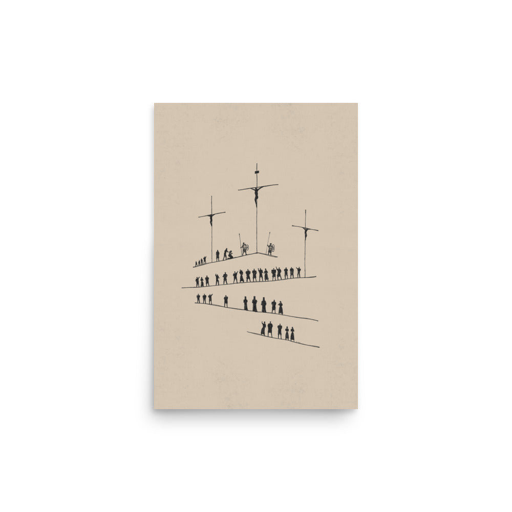 Calvary Cross Minimalist Sketch - Poster