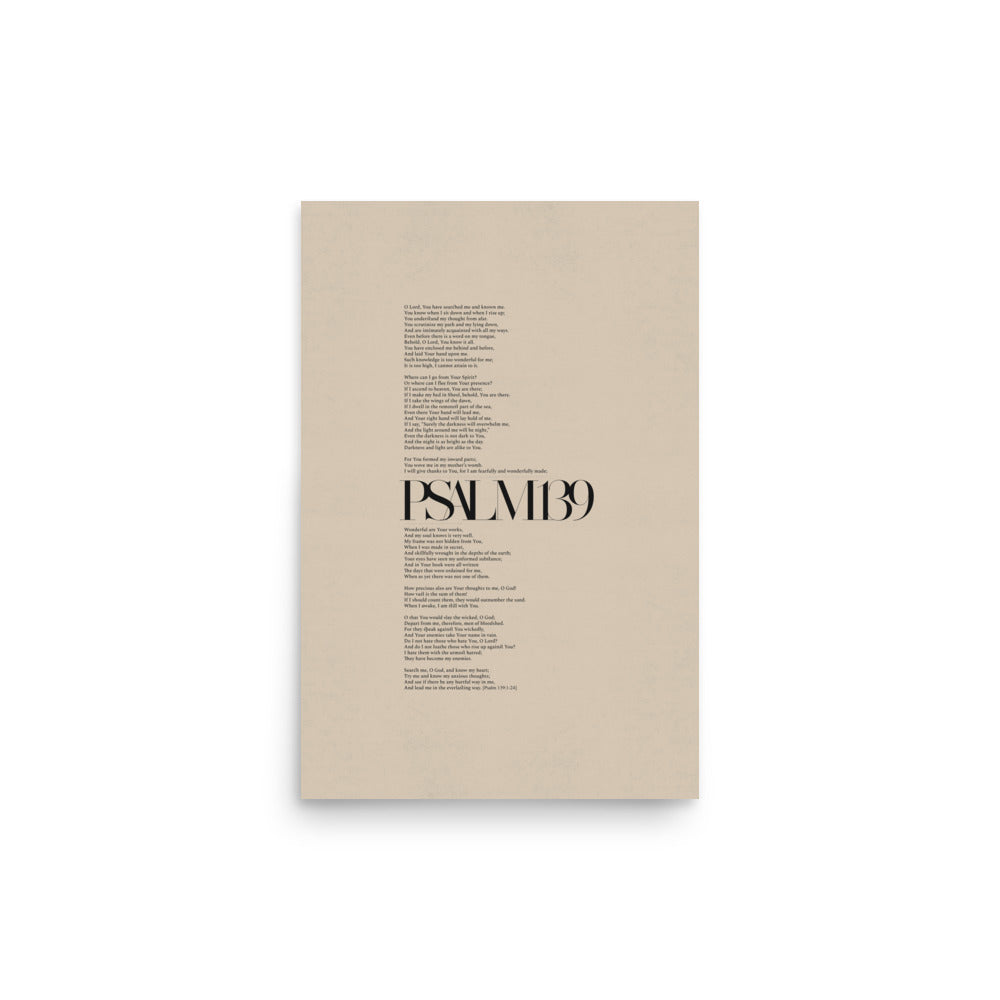 Psalm 139 Full Chapter Minimalist Design - Poster