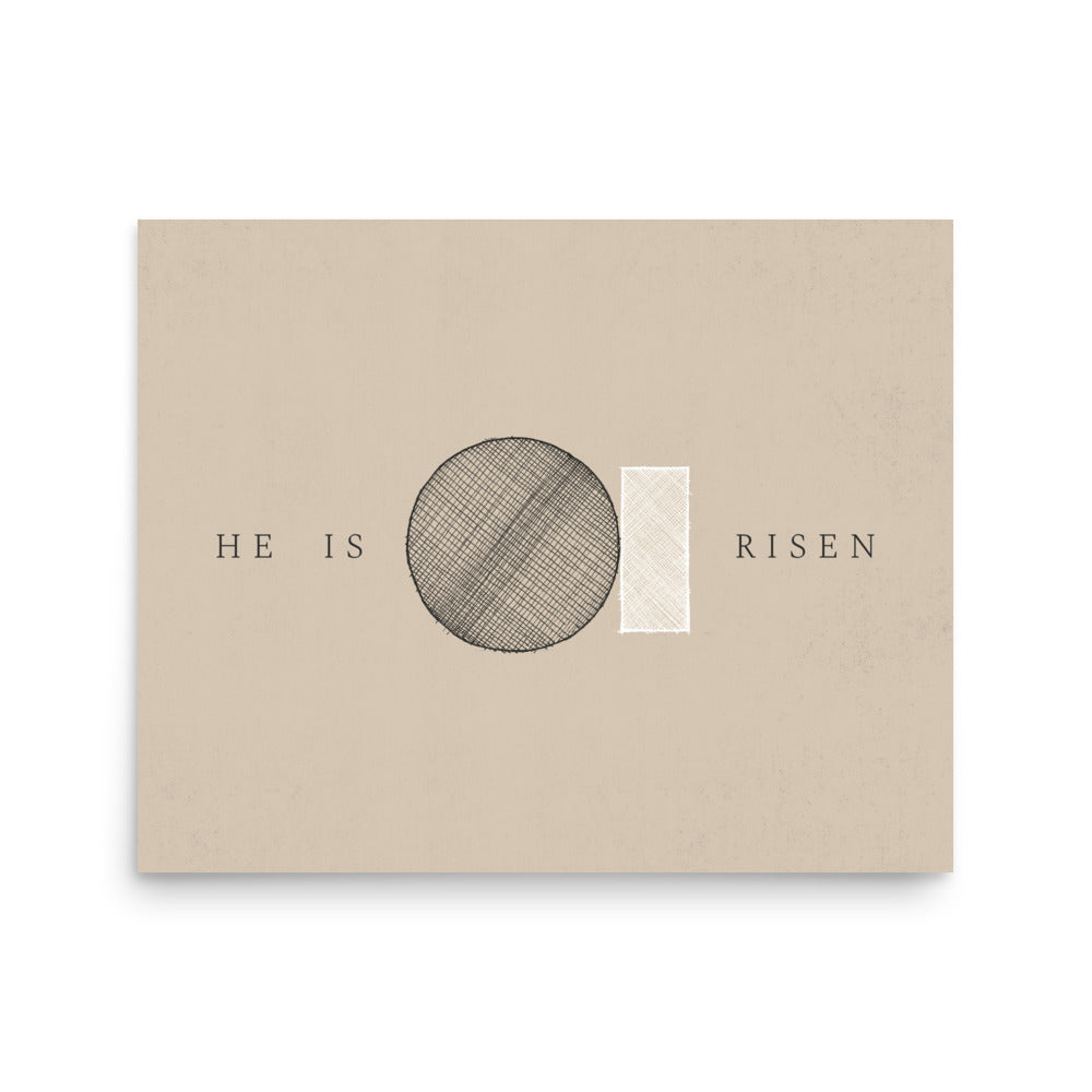 He Is Risen Stone Tomb Minimalist - Poster