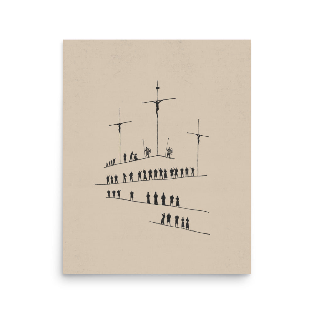 Calvary Cross Minimalist Sketch - Poster