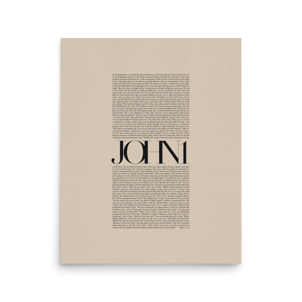 John 1 Full Chapter Minimalist Design - Poster