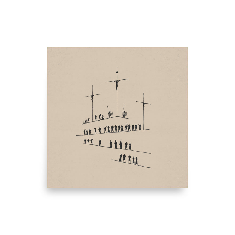 Calvary Cross Minimalist Sketch - Poster