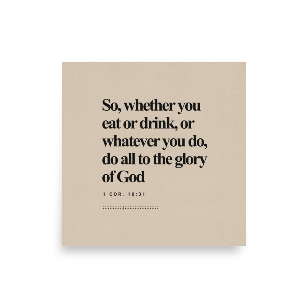 1 Corinthians 10:31 Verse Minimalist Design - Poster