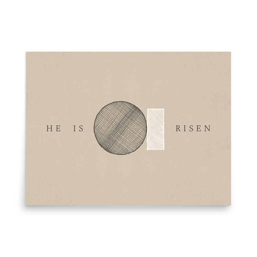 He Is Risen Stone Tomb Minimalist - Poster