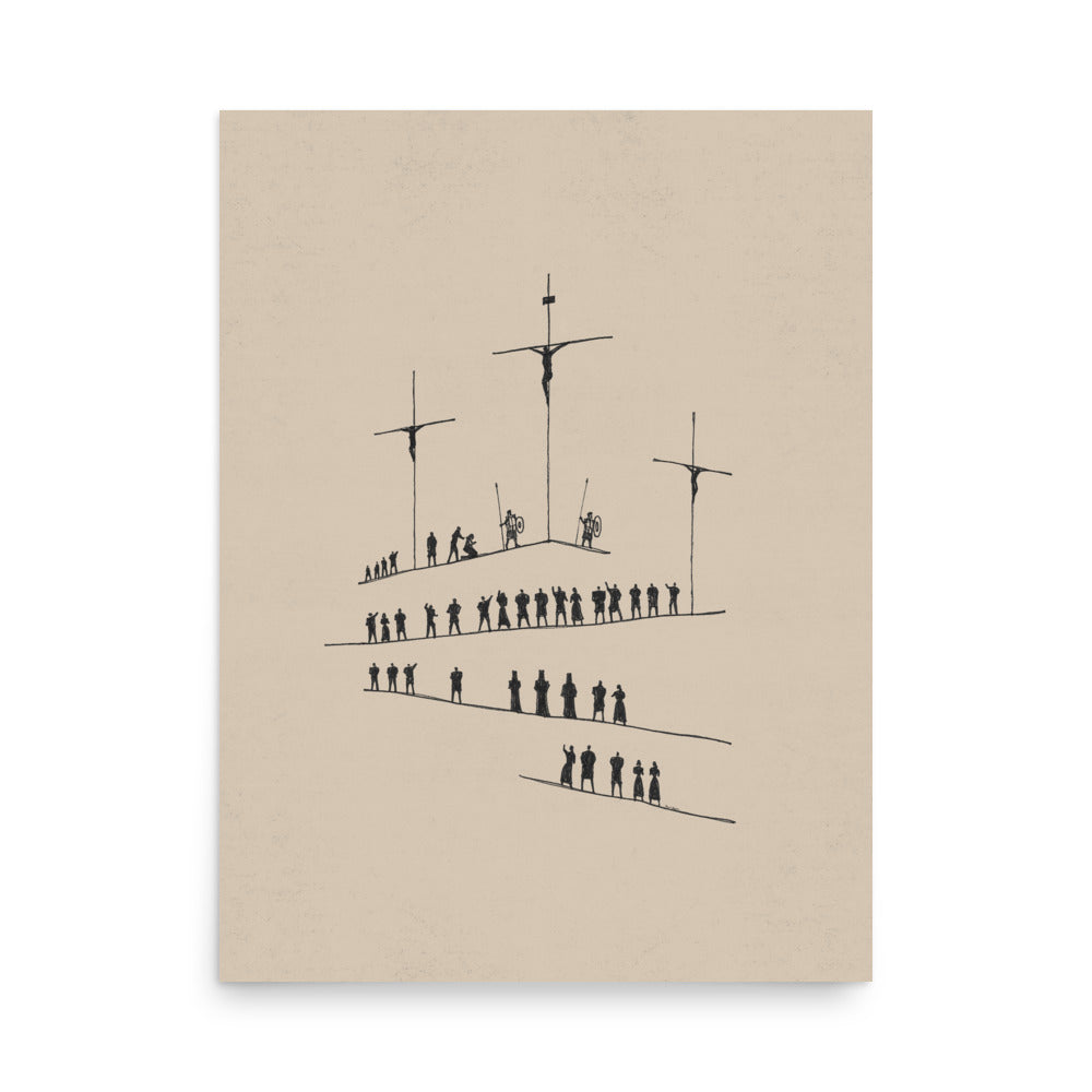 Calvary Cross Minimalist Sketch - Poster