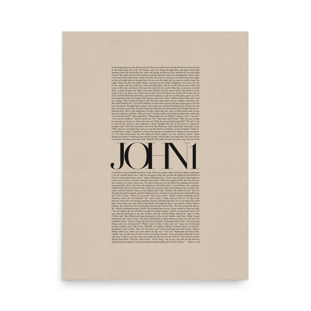 John 1 Full Chapter Minimalist Design - Poster