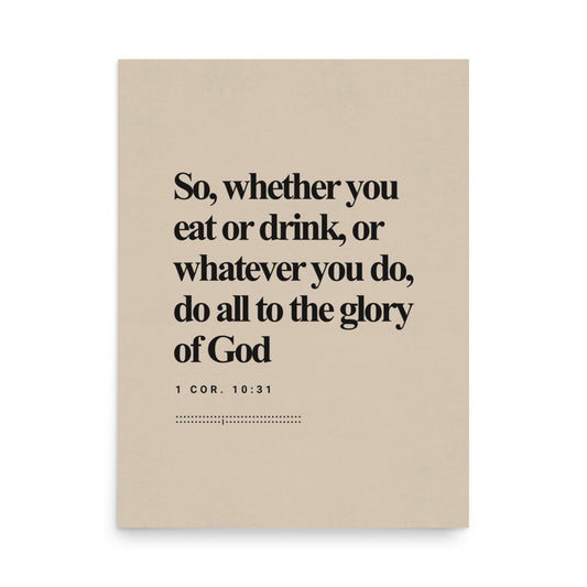 1 Corinthians 10:31 Verse Minimalist Design - Poster