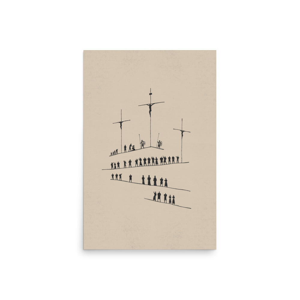 Calvary Cross Minimalist Sketch - Poster