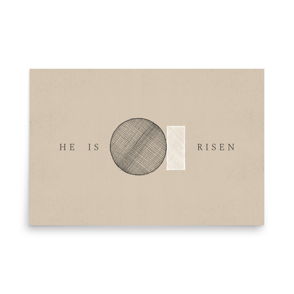 He Is Risen Stone Tomb Minimalist - Poster