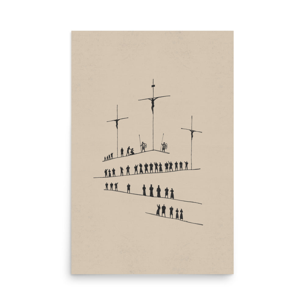 Calvary Cross Minimalist Sketch - Poster