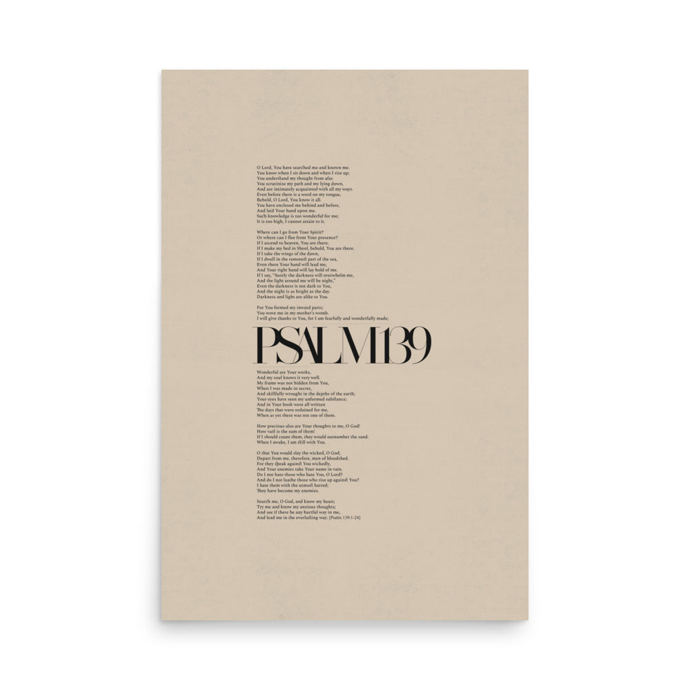 Psalm 139 Full Chapter Minimalist Design - Poster