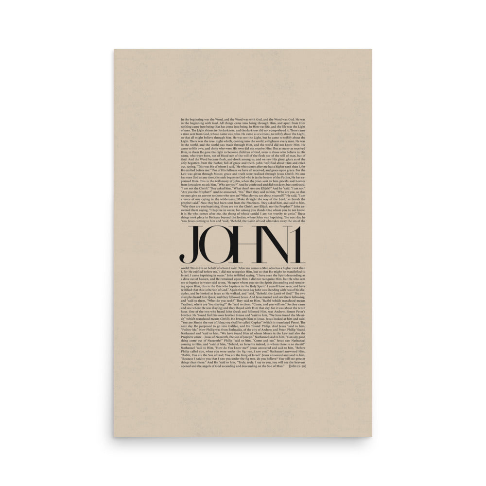 John 1 Full Chapter Minimalist Design - Poster