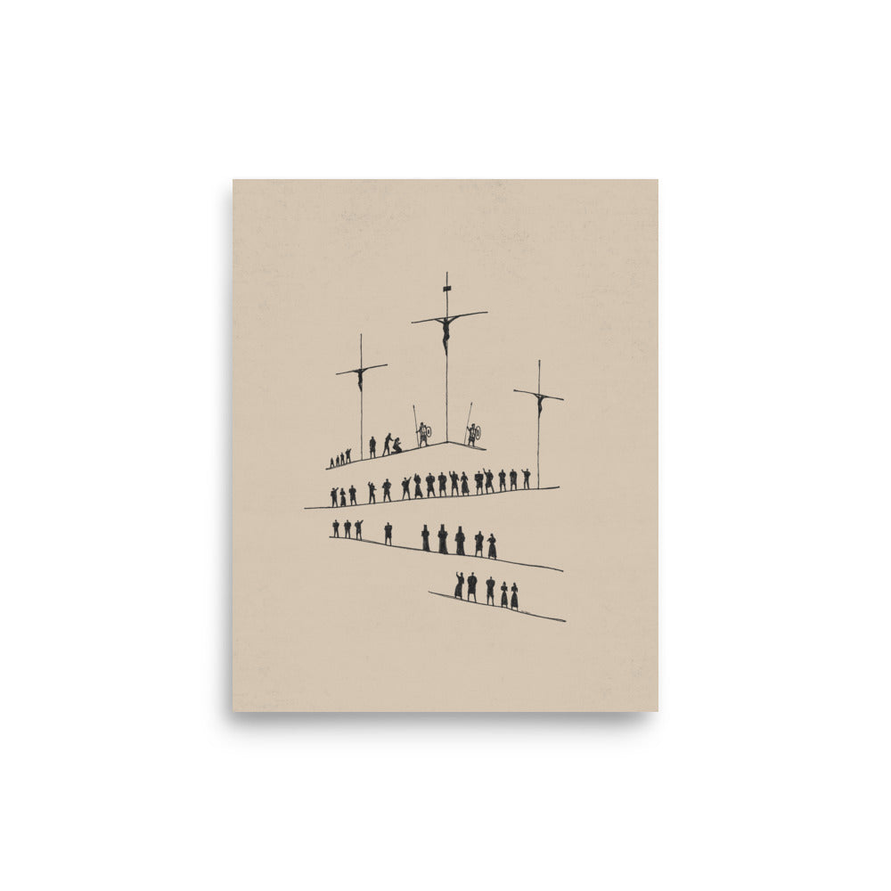 Calvary Cross Minimalist Sketch - Poster