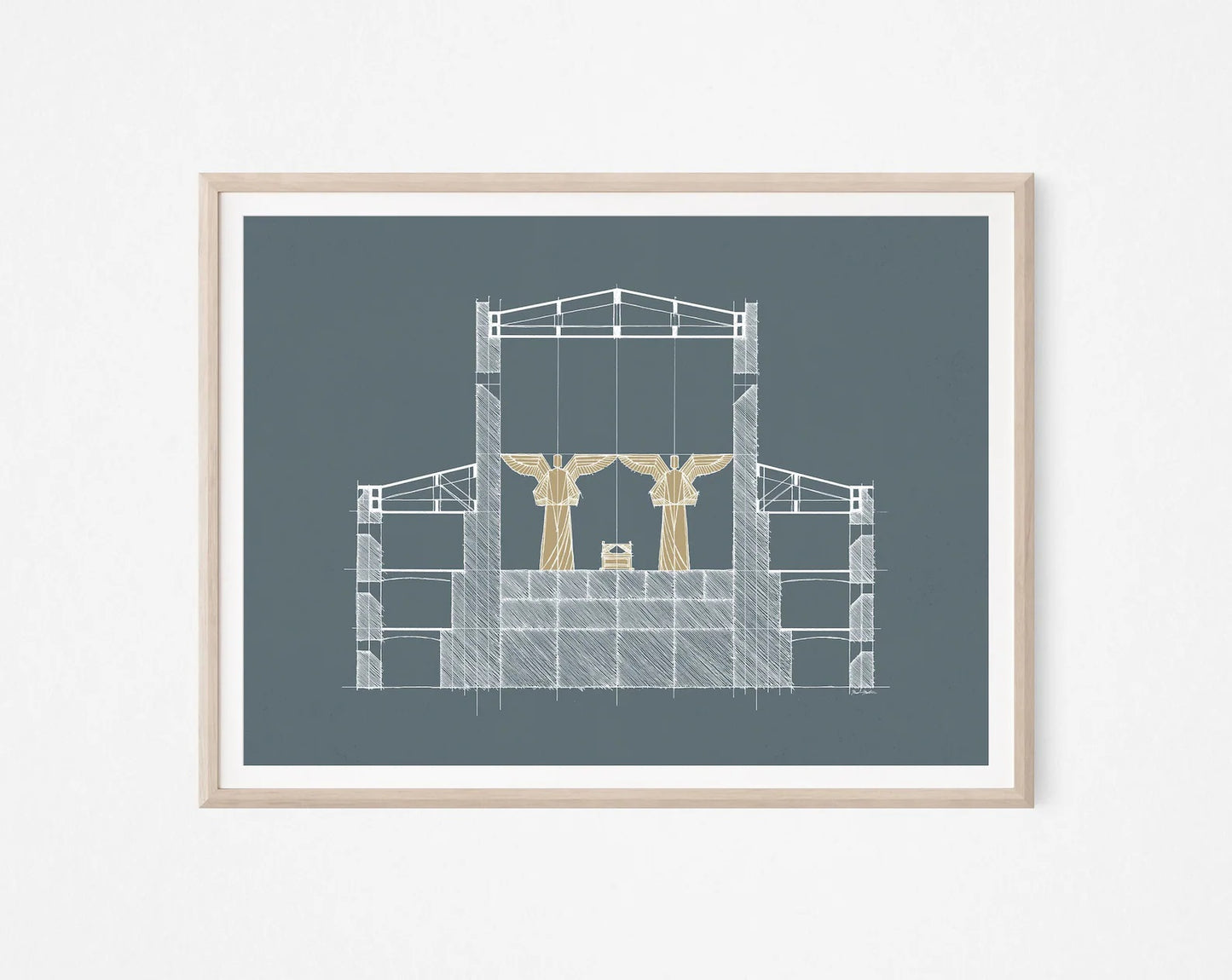 Solomon's Temple Holy of Holies Blue Background - Digital Print