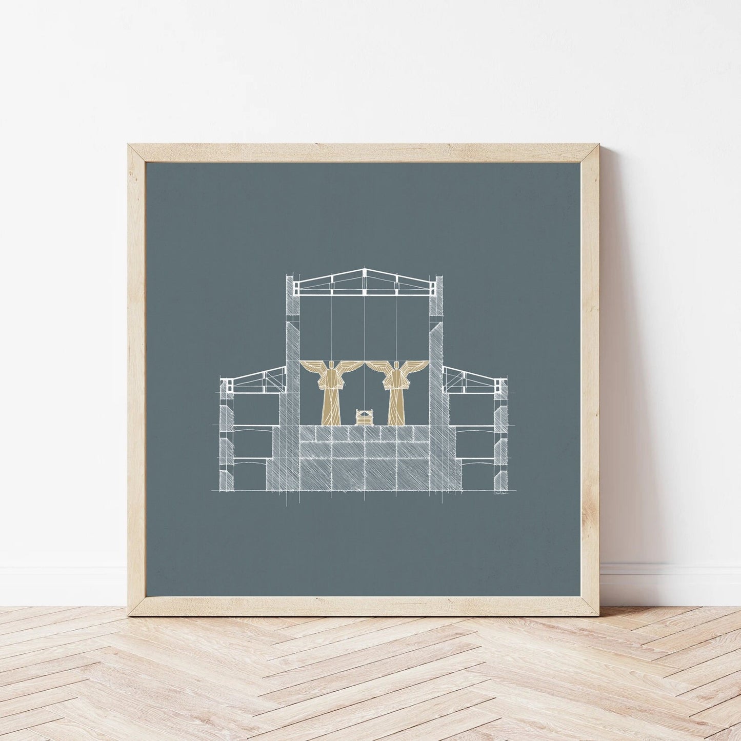 Solomon's Temple Holy of Holies Blue Background - Digital Print