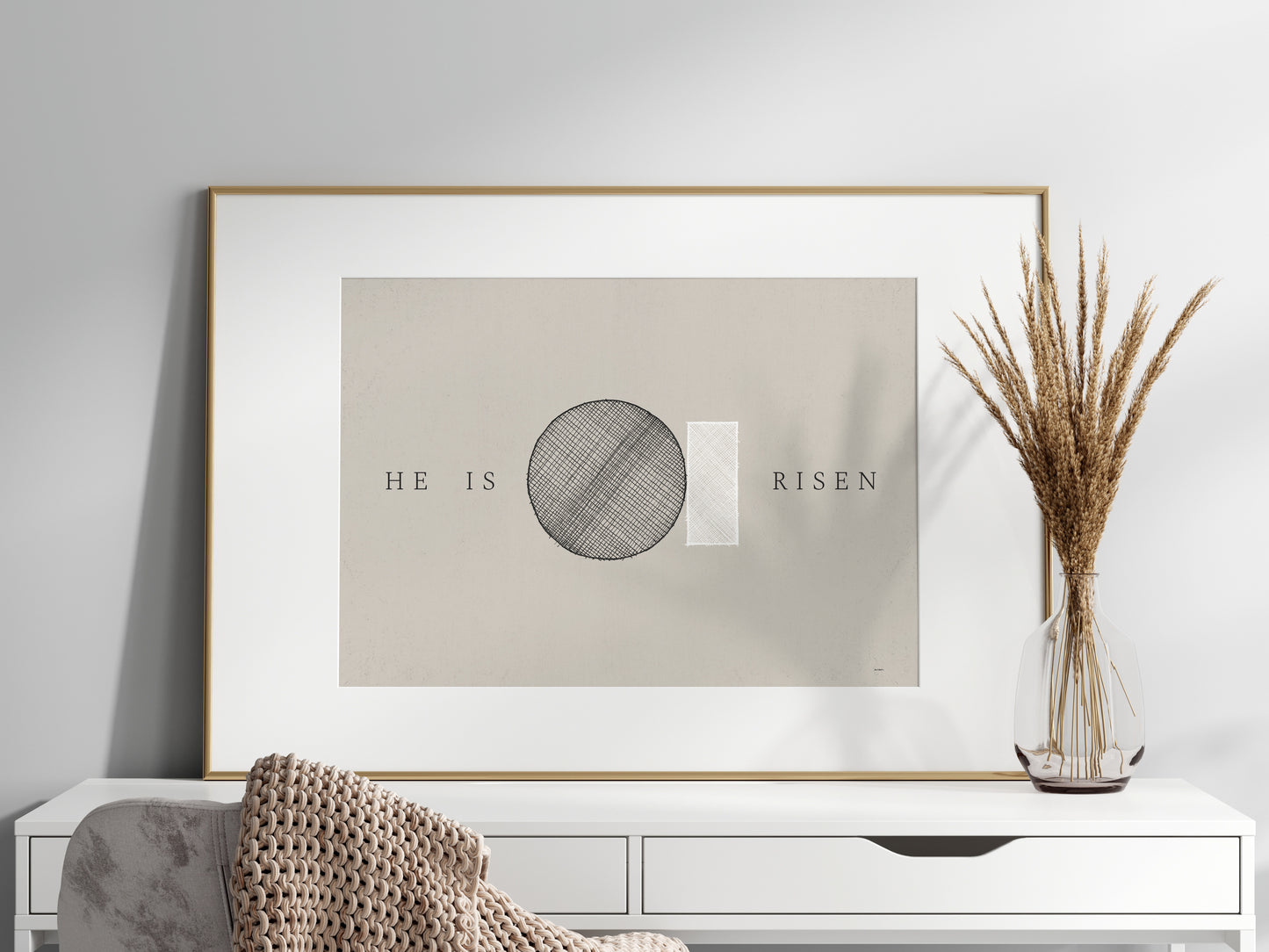 He is Risen Stone Tomb Minimalist Artwork - Digital Print