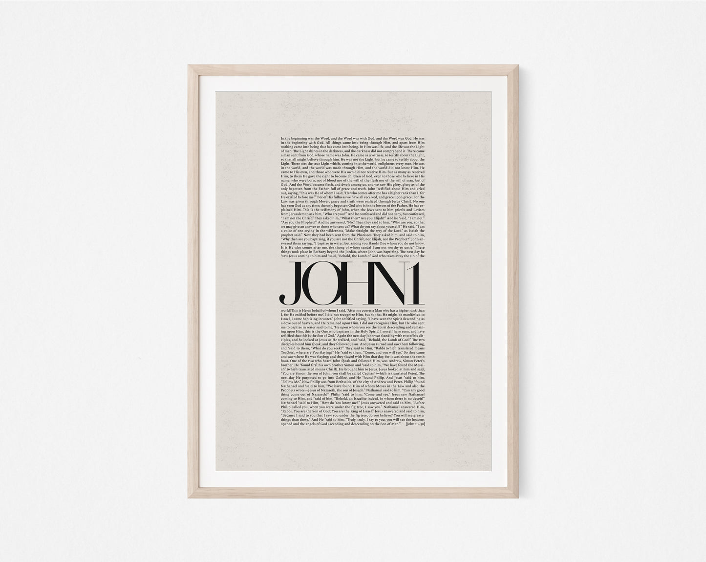 John 1 Full Chapter Minimalist Design - Digital Print