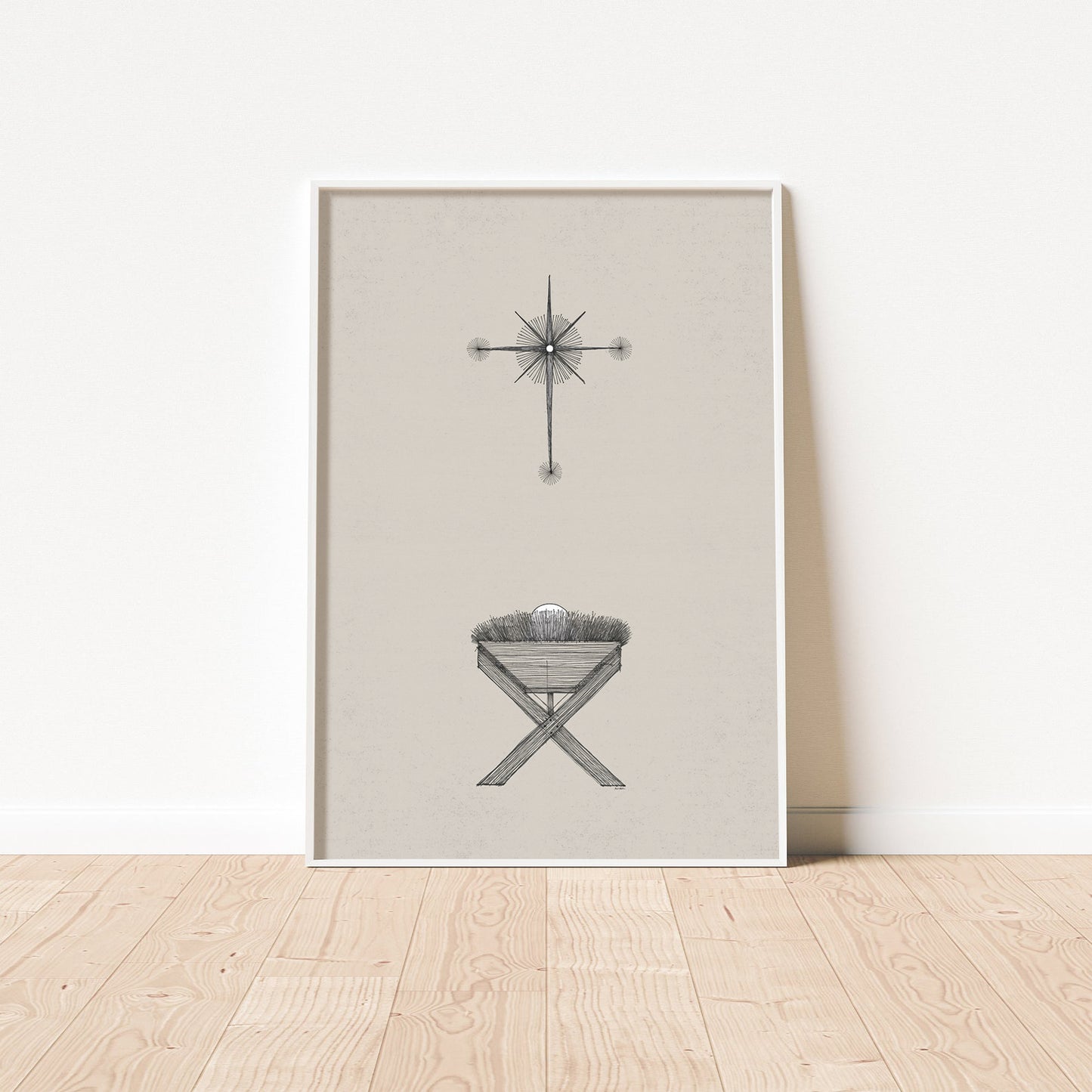 Modern Nativity Wall Art Manger - Digital Print